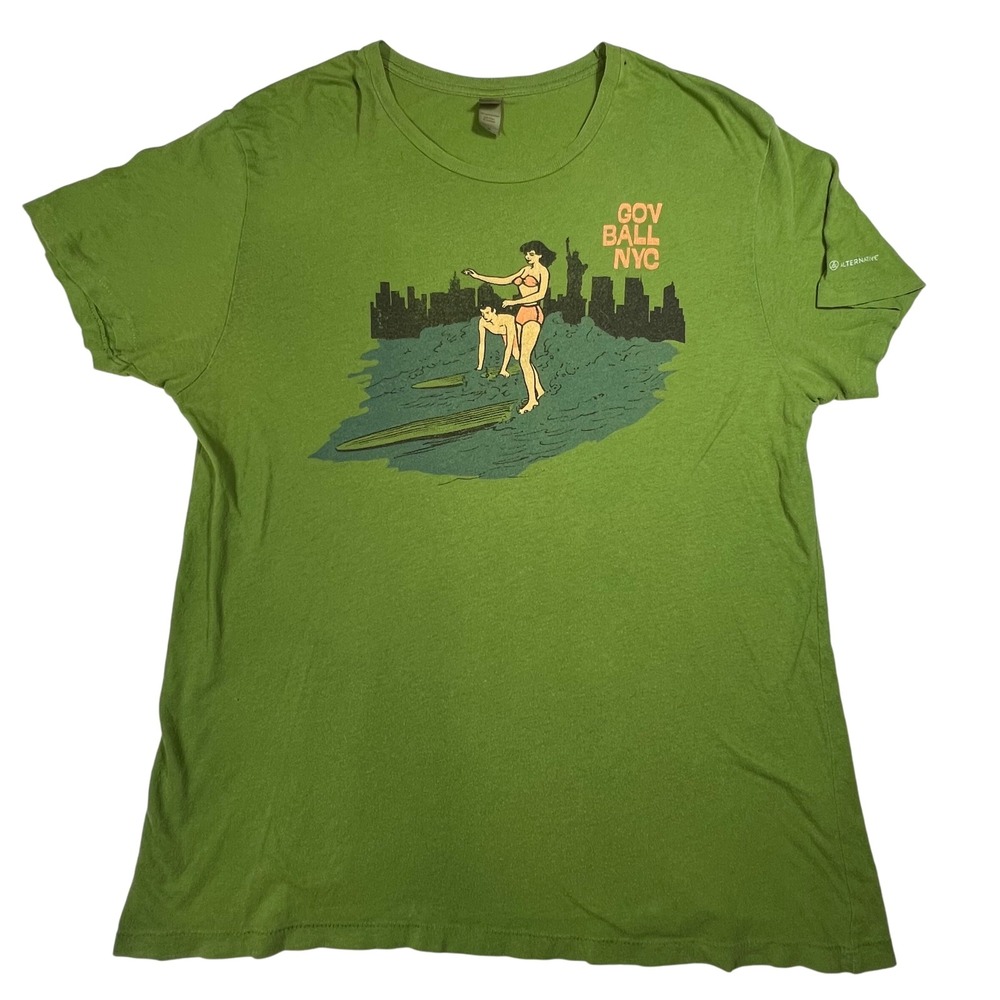 VTG Gov Ball NYC‎ Alternative Apparel Green T Shirt Festival single stitch